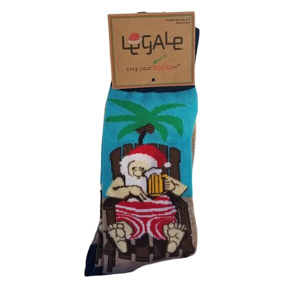 Legale Santa drinking on the beach men’s socks - Picture 1 of 5
